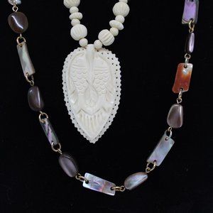 2 necklaces Bone and Abalone necklace set